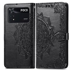 Coque Portefeuille Motif Fantaisie Livre Cuir Etui Clapet pour Xiaomi Poco M4 Pro 4G Noir