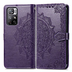 Coque Portefeuille Motif Fantaisie Livre Cuir Etui Clapet pour Xiaomi Poco M4 Pro 5G Violet