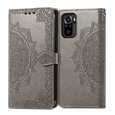 Coque Portefeuille Motif Fantaisie Livre Cuir Etui Clapet pour Xiaomi Poco M5S Gris