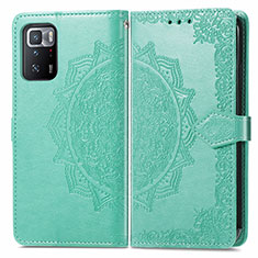 Coque Portefeuille Motif Fantaisie Livre Cuir Etui Clapet pour Xiaomi Poco X3 GT 5G Vert