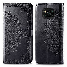 Coque Portefeuille Motif Fantaisie Livre Cuir Etui Clapet pour Xiaomi Poco X3 NFC Noir