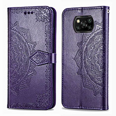 Coque Portefeuille Motif Fantaisie Livre Cuir Etui Clapet pour Xiaomi Poco X3 NFC Violet