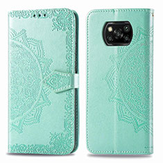 Coque Portefeuille Motif Fantaisie Livre Cuir Etui Clapet pour Xiaomi Poco X3 Pro Vert