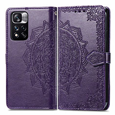 Coque Portefeuille Motif Fantaisie Livre Cuir Etui Clapet pour Xiaomi Poco X4 NFC Violet