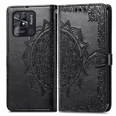 Coque Portefeuille Motif Fantaisie Livre Cuir Etui Clapet pour Xiaomi Redmi 10 India Noir