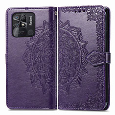 Coque Portefeuille Motif Fantaisie Livre Cuir Etui Clapet pour Xiaomi Redmi 10 India Violet