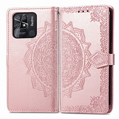 Coque Portefeuille Motif Fantaisie Livre Cuir Etui Clapet pour Xiaomi Redmi 10 Power Or Rose