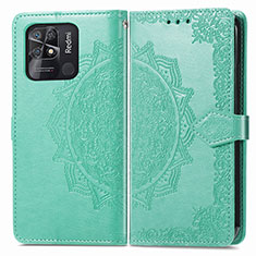 Coque Portefeuille Motif Fantaisie Livre Cuir Etui Clapet pour Xiaomi Redmi 10 Power Vert