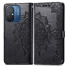 Coque Portefeuille Motif Fantaisie Livre Cuir Etui Clapet pour Xiaomi Redmi 11A 4G Noir