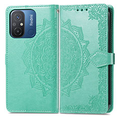 Coque Portefeuille Motif Fantaisie Livre Cuir Etui Clapet pour Xiaomi Redmi 11A 4G Vert