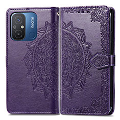 Coque Portefeuille Motif Fantaisie Livre Cuir Etui Clapet pour Xiaomi Redmi 12C 4G Violet