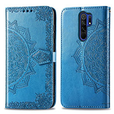 Coque Portefeuille Motif Fantaisie Livre Cuir Etui Clapet pour Xiaomi Redmi 9 Bleu