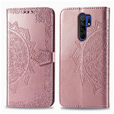 Coque Portefeuille Motif Fantaisie Livre Cuir Etui Clapet pour Xiaomi Redmi 9 Or Rose