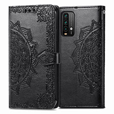 Coque Portefeuille Motif Fantaisie Livre Cuir Etui Clapet pour Xiaomi Redmi 9 Power Noir