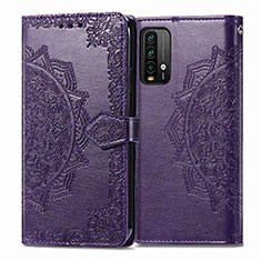 Coque Portefeuille Motif Fantaisie Livre Cuir Etui Clapet pour Xiaomi Redmi 9 Power Violet