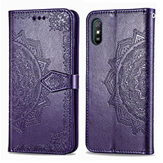 Coque Portefeuille Motif Fantaisie Livre Cuir Etui Clapet pour Xiaomi Redmi 9i Violet