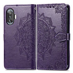 Coque Portefeuille Motif Fantaisie Livre Cuir Etui Clapet pour Xiaomi Redmi K40 Gaming 5G Violet