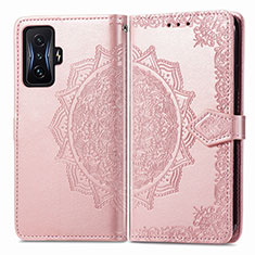 Coque Portefeuille Motif Fantaisie Livre Cuir Etui Clapet pour Xiaomi Redmi K50 Gaming AMG F1 5G Or Rose