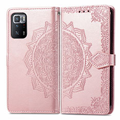 Coque Portefeuille Motif Fantaisie Livre Cuir Etui Clapet pour Xiaomi Redmi Note 10 Pro 5G Or Rose