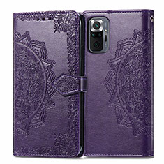 Coque Portefeuille Motif Fantaisie Livre Cuir Etui Clapet pour Xiaomi Redmi Note 10 Pro Max Violet