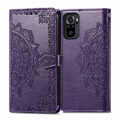 Coque Portefeuille Motif Fantaisie Livre Cuir Etui Clapet pour Xiaomi Redmi Note 10S 4G Violet