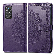 Coque Portefeuille Motif Fantaisie Livre Cuir Etui Clapet pour Xiaomi Redmi Note 11 Pro 5G Violet