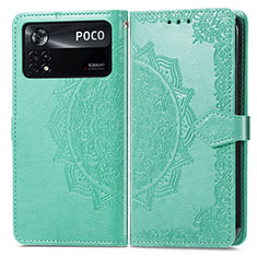 Coque Portefeuille Motif Fantaisie Livre Cuir Etui Clapet pour Xiaomi Redmi Note 11E Pro 5G Vert