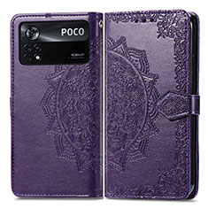 Coque Portefeuille Motif Fantaisie Livre Cuir Etui Clapet pour Xiaomi Redmi Note 11E Pro 5G Violet