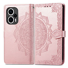 Coque Portefeuille Motif Fantaisie Livre Cuir Etui Clapet pour Xiaomi Redmi Note 12 Turbo 5G Or Rose