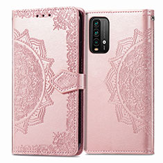 Coque Portefeuille Motif Fantaisie Livre Cuir Etui Clapet pour Xiaomi Redmi Note 9 4G Or Rose