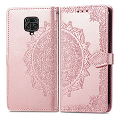 Coque Portefeuille Motif Fantaisie Livre Cuir Etui Clapet pour Xiaomi Redmi Note 9S Or Rose