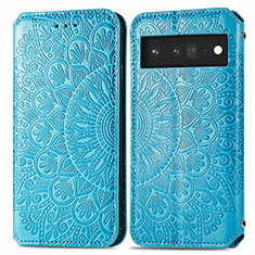 Coque Portefeuille Motif Fantaisie Livre Cuir Etui Clapet S01D pour Google Pixel 6 5G Bleu