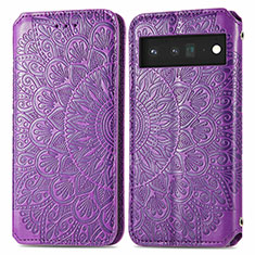 Coque Portefeuille Motif Fantaisie Livre Cuir Etui Clapet S01D pour Google Pixel 6 Pro 5G Violet