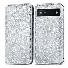 Coque Portefeuille Motif Fantaisie Livre Cuir Etui Clapet S01D pour Google Pixel 6a 5G Argent