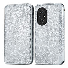 Coque Portefeuille Motif Fantaisie Livre Cuir Etui Clapet S01D pour Huawei Honor 50 SE 5G Argent