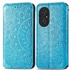 Coque Portefeuille Motif Fantaisie Livre Cuir Etui Clapet S01D pour Huawei Honor 50 SE 5G Bleu