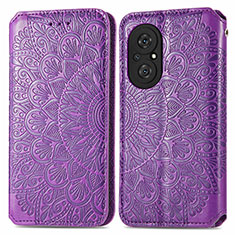 Coque Portefeuille Motif Fantaisie Livre Cuir Etui Clapet S01D pour Huawei Honor 50 SE 5G Violet