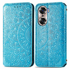 Coque Portefeuille Motif Fantaisie Livre Cuir Etui Clapet S01D pour Huawei Honor 60 Pro 5G Bleu