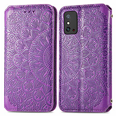 Coque Portefeuille Motif Fantaisie Livre Cuir Etui Clapet S01D pour Huawei Honor X10 Max 5G Violet