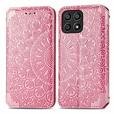 Coque Portefeuille Motif Fantaisie Livre Cuir Etui Clapet S01D pour Huawei Honor X30i Or Rose