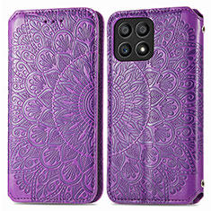 Coque Portefeuille Motif Fantaisie Livre Cuir Etui Clapet S01D pour Huawei Honor X30i Violet