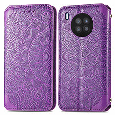 Coque Portefeuille Motif Fantaisie Livre Cuir Etui Clapet S01D pour Huawei Nova 8i Violet