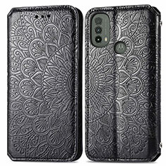 Coque Portefeuille Motif Fantaisie Livre Cuir Etui Clapet S01D pour Motorola Moto E20 Noir