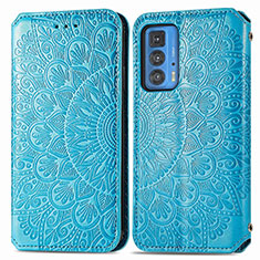 Coque Portefeuille Motif Fantaisie Livre Cuir Etui Clapet S01D pour Motorola Moto Edge 20 Pro 5G Bleu