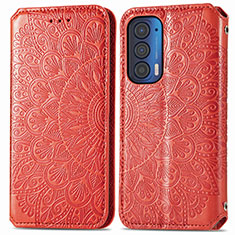 Coque Portefeuille Motif Fantaisie Livre Cuir Etui Clapet S01D pour Motorola Moto Edge (2021) 5G Rouge