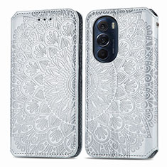 Coque Portefeuille Motif Fantaisie Livre Cuir Etui Clapet S01D pour Motorola Moto Edge 30 Pro 5G Argent