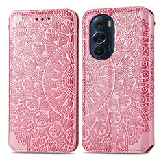 Coque Portefeuille Motif Fantaisie Livre Cuir Etui Clapet S01D pour Motorola Moto Edge 30 Pro 5G Or Rose