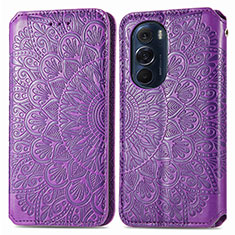 Coque Portefeuille Motif Fantaisie Livre Cuir Etui Clapet S01D pour Motorola Moto Edge 30 Pro 5G Violet