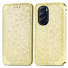 Coque Portefeuille Motif Fantaisie Livre Cuir Etui Clapet S01D pour Motorola Moto Edge X30 5G Or