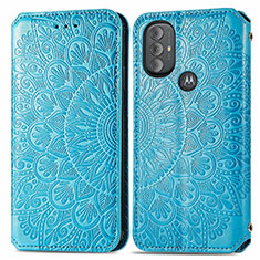 Coque Portefeuille Motif Fantaisie Livre Cuir Etui Clapet S01D pour Motorola Moto G Play (2023) Bleu